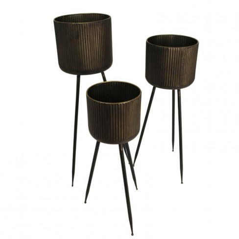 Кашпа Stripes сива средна